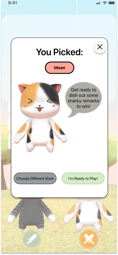 You Picked confirmation with character preview