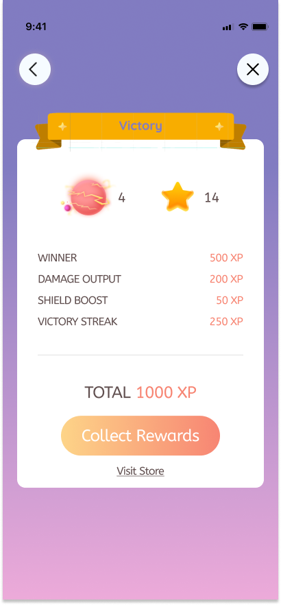 Victory — rewards collected